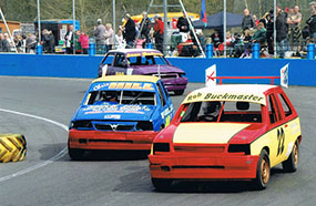 Racing through the corner at Aldershot