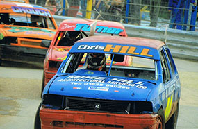 Front view of Chris heading the pack at Arlington
